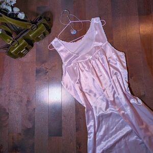 Vintage Pink Satin Maxi Slip Dress